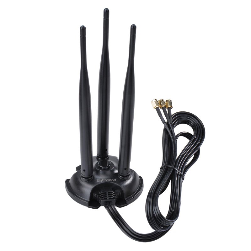 EIGHTWOOD هوائي واي فاي مزدوج النطاق 2.4GHz و 5GHz من إيت وود، 3 موصل RP-SMA هوائي واي فاي 6 قاعدة مغناطيسية لجهاز الكمبيوتر المكتبي، بطاقة شبكة PCIe، جهاز التوجيه اللاسلكي، نقطة الاتصال المحمولة - Image 1